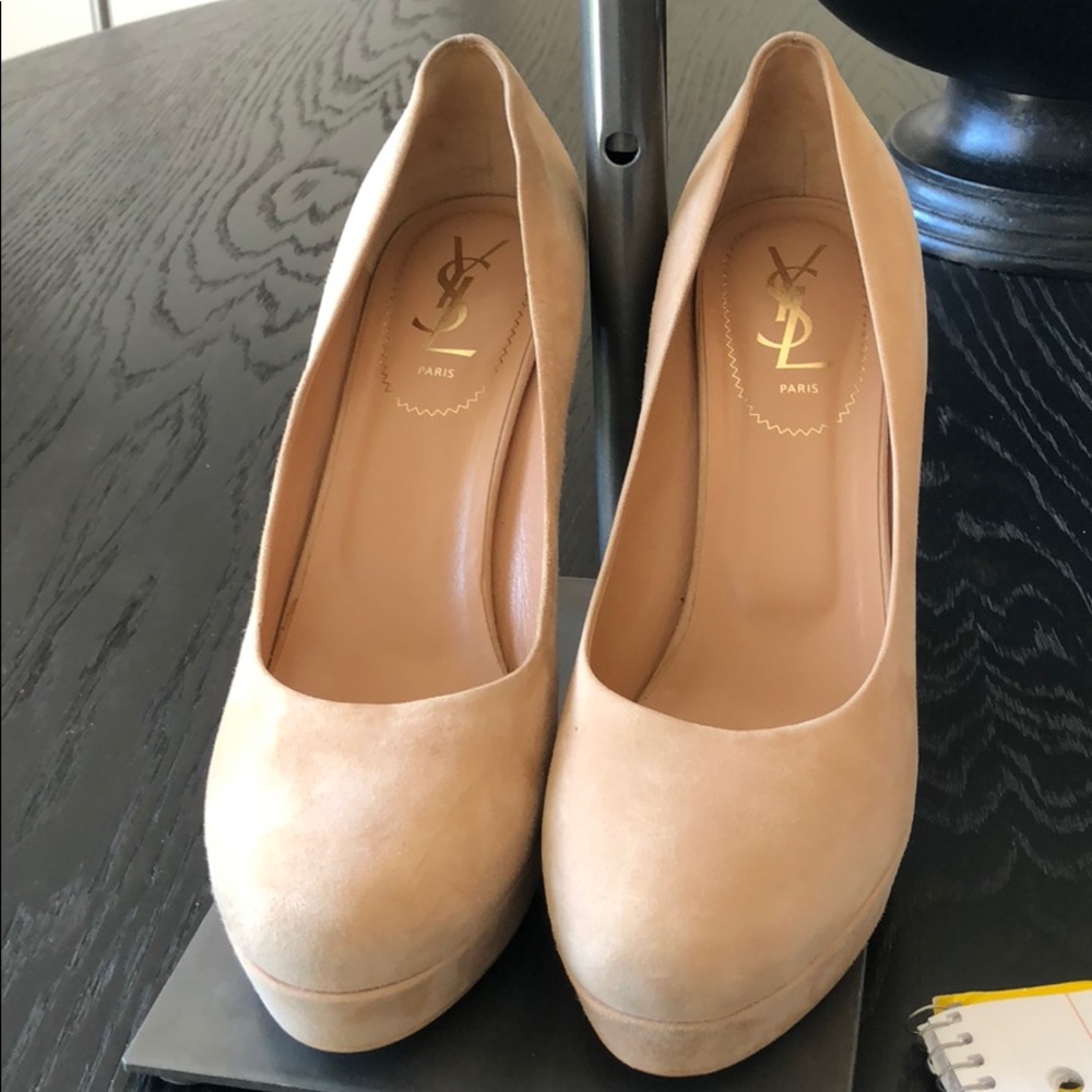 **SOLD** YSL Suede Taupe Pumps